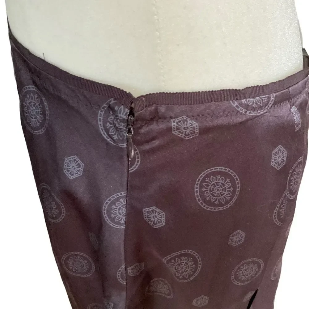 Banana Republic Factory Black Gray Medallion Print Silk Cotton Blend Skirt Sz 8